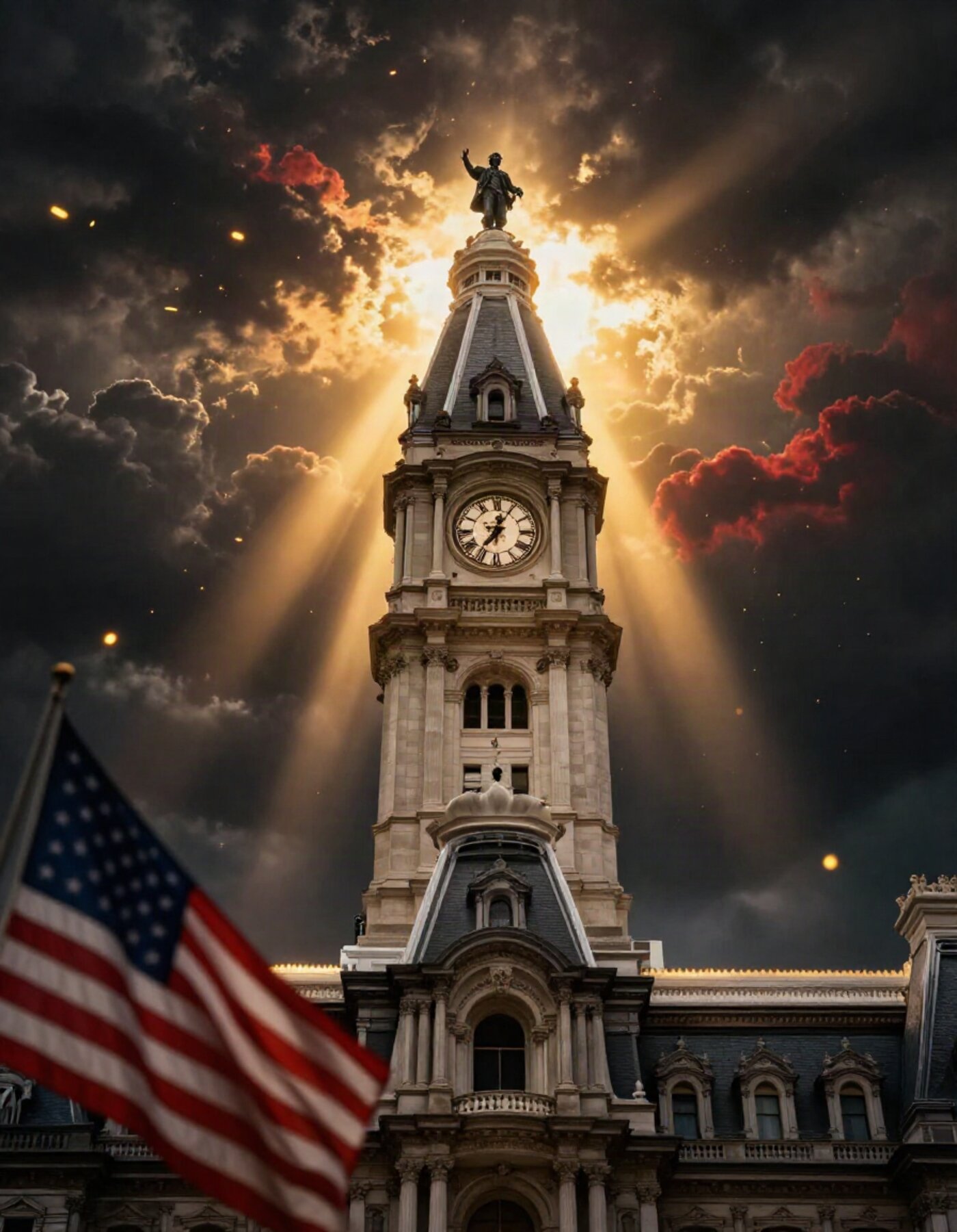 Philadelphia City Hall tower under golden light — City Reach Mission 2026